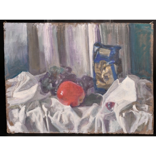 302 - Georges Weissbort (1928-2013), a pair of still life works featuring fruit, oil on canvas laid down, ... 