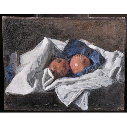 302 - Georges Weissbort (1928-2013), a pair of still life works featuring fruit, oil on canvas laid down, ... 