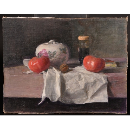 303 - Georges Weissbort (1928-2013), a pair of still life works featuring a porcelain jar and tomatoes and... 