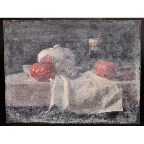 305 - Georges Weissbort (1928-2013), a pair of still life works featuring porcelain and tomatoes, oil on c... 