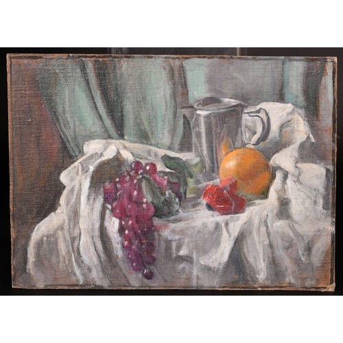 308 - Georges Weissbort (1928-2013), a pair of still life works featuring grapes and other fruit, oil on c... 