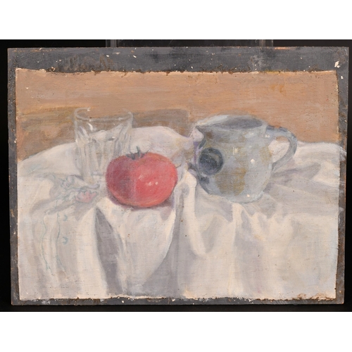 311 - Georges Weissbort (1928-2013), a still life of a silver tankard and roses, oil on board, 9.5