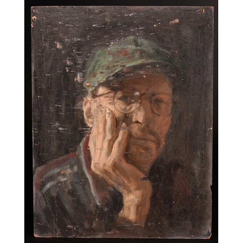 314 - Georges Weissbort (1928-2013), a portrait of a gentleman in a peaked cap, oil on board, 14