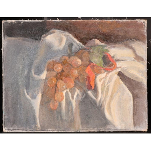 327 - Georges Weissbort (1928-2013), a still life of a rose and an apple, oil on board, 11.5