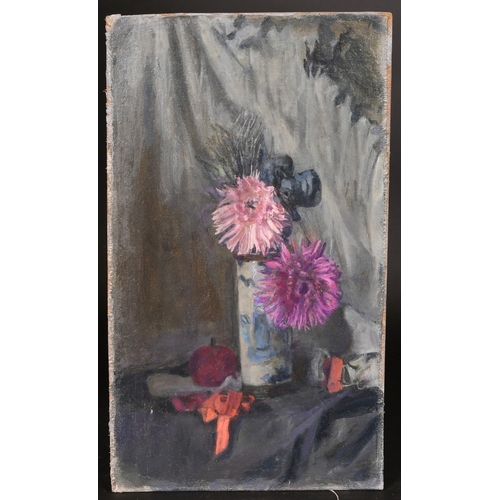 335 - Georges Weissbort (1928-2013), a still life of chrysanthemums in an Oriental vase, 17