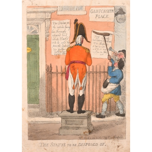 40 - Rowlandson, Early 19th Century, 'The Statue to be Disposed of', hand coloured engraving, published b... 