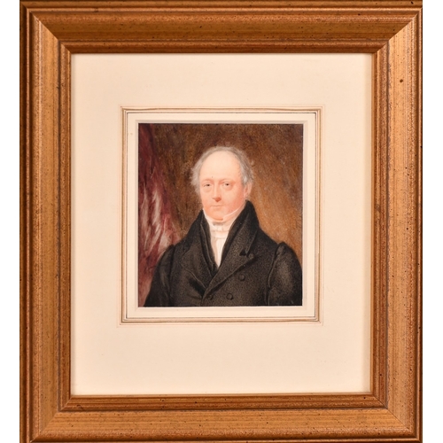 58 - William Egley (1798-1870), a miniature portrait of a gentleman, watercolour on ivory, signed and dat... 