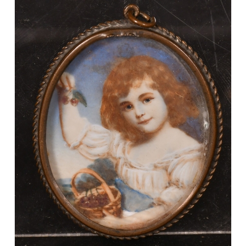 61 - Peter (Possibly Emanuel Thomas Peter), 19th Century, a miniature portrait of a girl in a blue sash h... 