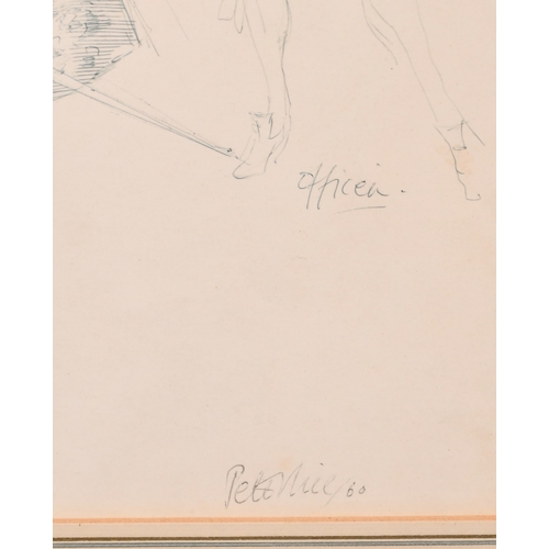 65 - Peter Rice (b. 1928), 'Officer', ink and wash costume design for a theatre production, inscribed, si... 