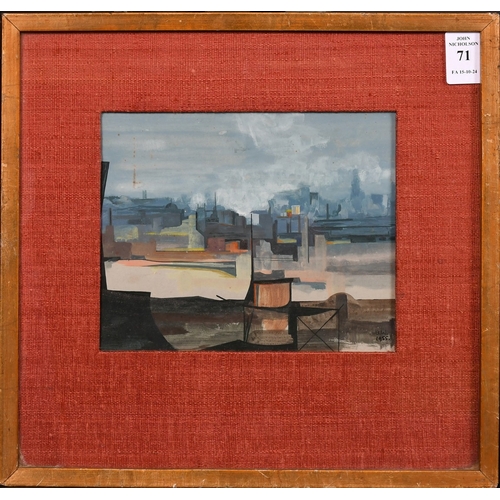 71 - Modern British, industrial scene, gouache, signed with initials and dated 1955, 5.5