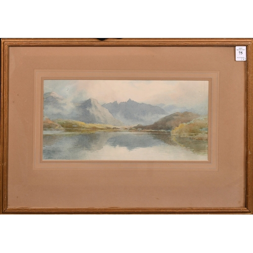 75 - Fleetwood Varley, a mountain lake scene, signed, 6.75