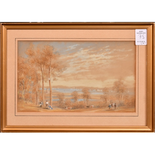 75 - Fleetwood Varley, a mountain lake scene, signed, 6.75