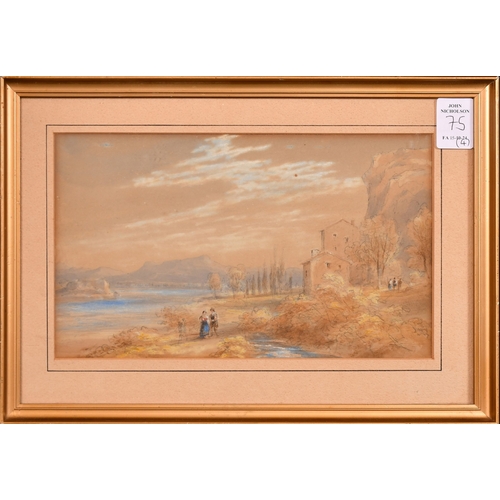 75 - Fleetwood Varley, a mountain lake scene, signed, 6.75