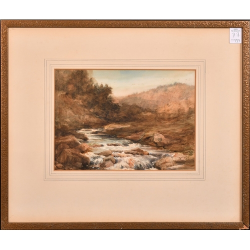 77 - Circle of John Varley, Continental views, two watercolours in a common mount, each 3