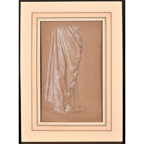 85 - Attributed to Frederick Leighton (1830-1896), a drapery study, pencil and white chalk, 13