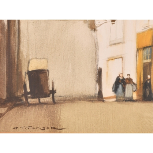 95 - Harry Tittensor (1887-1942), a pair of watercolour scenes of figures in old French towns, both signe... 