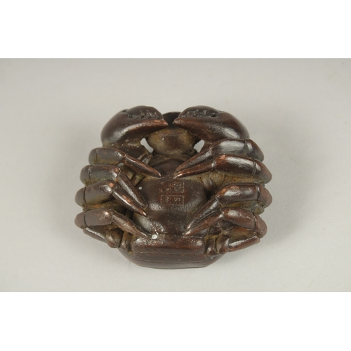 108 - A JAPANESE BRONZE CRAB. 7cms.