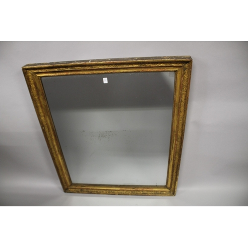 12 - A LARGE PERIOD GILT FRAME MIRROR. Mirrored panel 100cm x 80cm.