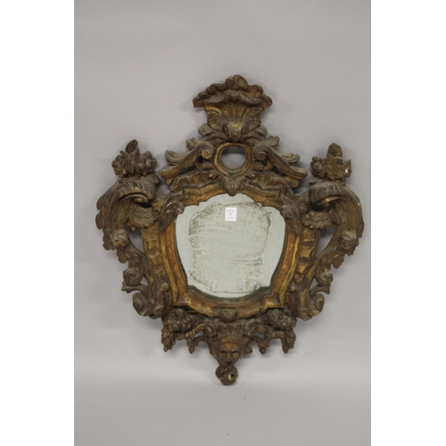 3 - A GOOD EARLY 18TH CENTURY, CIRCA. 1720, FLORENTINE MIRROR with original mirrored panel, the frame ca... 