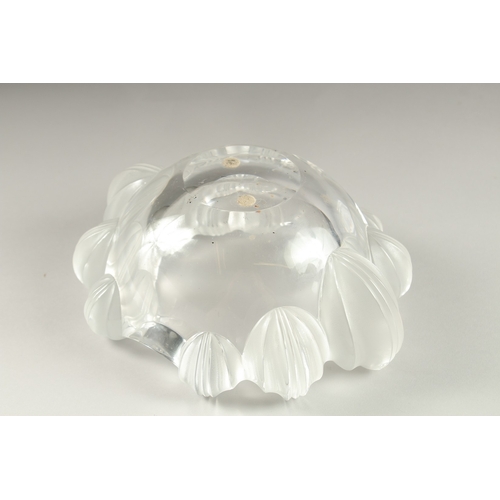 52 - A LALIQUE CIRCULAR BOWL. Engraved: Lalique, France. 20cms diameter.