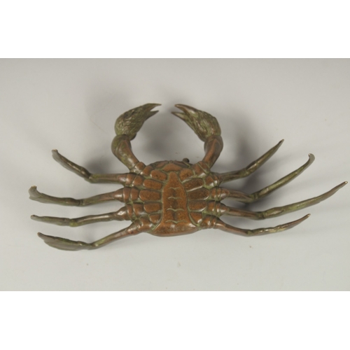 98 - A LARGE JAPANESE BRONZE CRAB. 24cms wide.