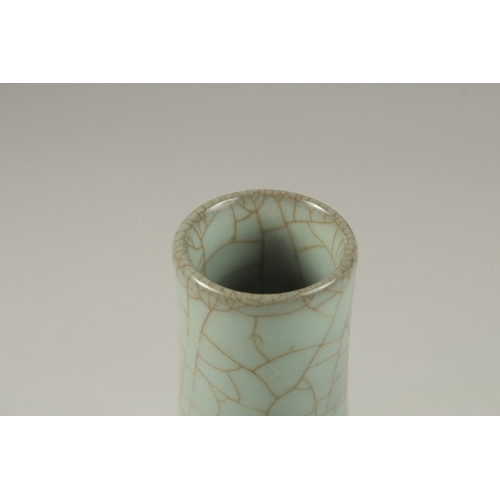 1014 - A CHINESE CELADON CRACKLE GLAZE PORCELAIN VASE, in original wooden box, vase 24cm high.