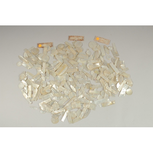 1036 - A LARGE QUANTITY OF CHINESE CARVED MOTHER OF PEARL COUNTERS, various forms and sizes, (qty).