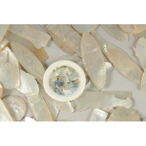 1036 - A LARGE QUANTITY OF CHINESE CARVED MOTHER OF PEARL COUNTERS, various forms and sizes, (qty).