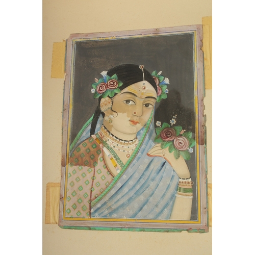 1056 - A FINE INDIAN PAINTING OF A FEMALE PORTRAIT, 31cm x 21cm.