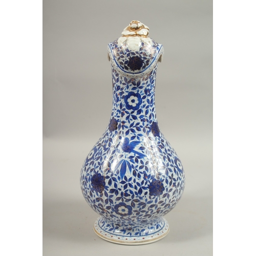 A 19TH CENTURY PERSIAN MARKET RUSSIAN GARDNER PORCELAIN LIDDED JUG