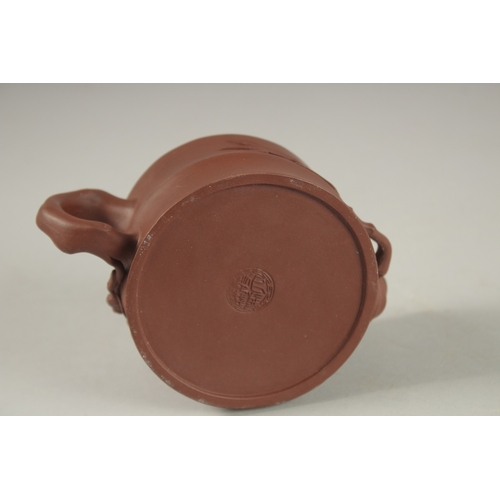 1295 - A CHINESE YIXING TEAPOT, with impressed mark to inner lid and base, (lid repair).