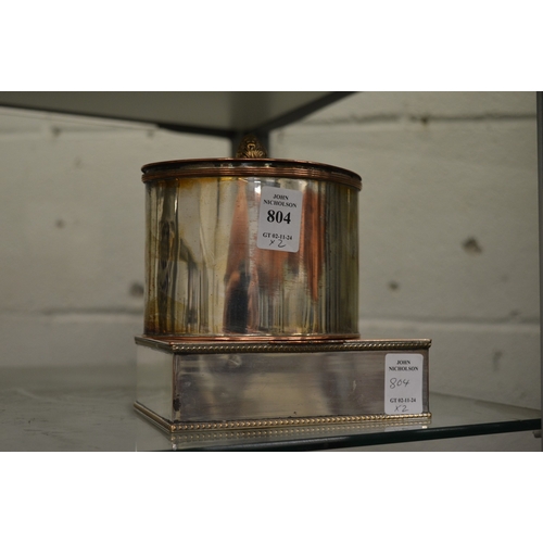 A Sheffield plate tea caddy and cigarette box.
