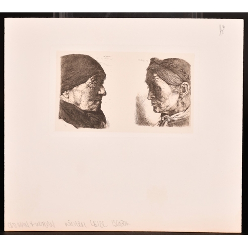 102 - Wilhelm Leibl (1844-1900), an etching of an old man and woman, 3.5