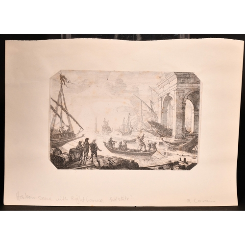 106 - Claude le Lorrain, and engraving of a harbour scene and another of a Mercury and Angus, each around,... 