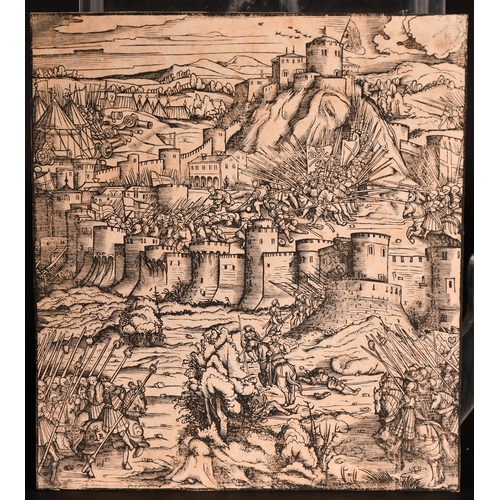 114 - Hans Burgkmair, Circa 1500, a set of four battle scenes, probably woodcuts, 8.75