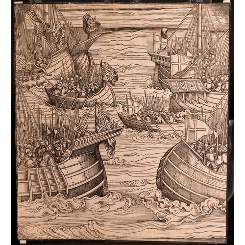 114 - Hans Burgkmair, Circa 1500, a set of four battle scenes, probably woodcuts, 8.75