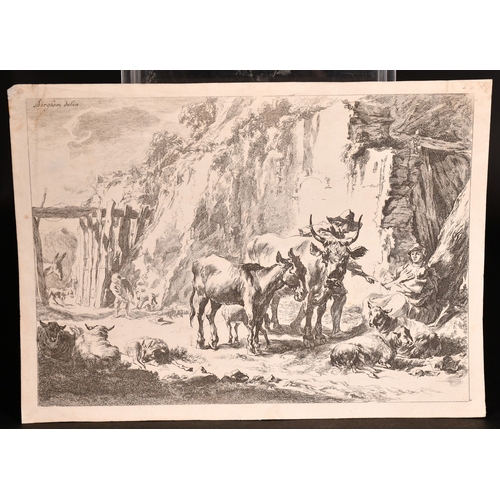 121 - Jan Berghem, figures and livestock in a mountain valley, engraving, 8