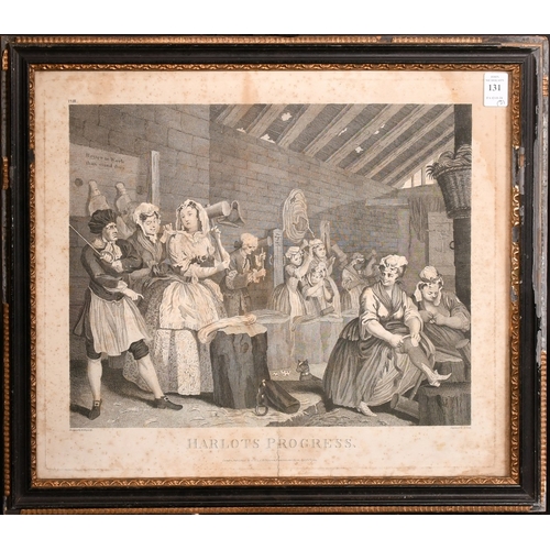 131 - After Hogarth, Harlots Progress, engraving, plate size 14