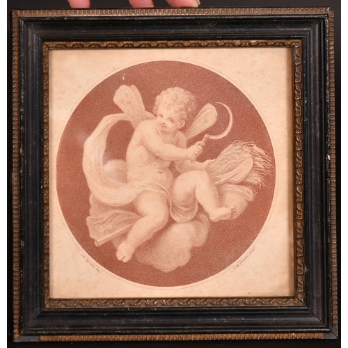 152 - AFTER CIPRIANIA PAIR OF CIRCULAR COLOUR PRINTS OF CUPIDS and 