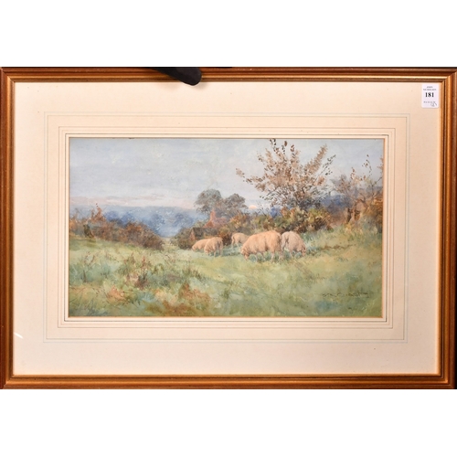 181 - Wilfred Robert Coast, 'Home Pastures Pelham Vale', sheep on a pasture at the end of the day, signed,... 