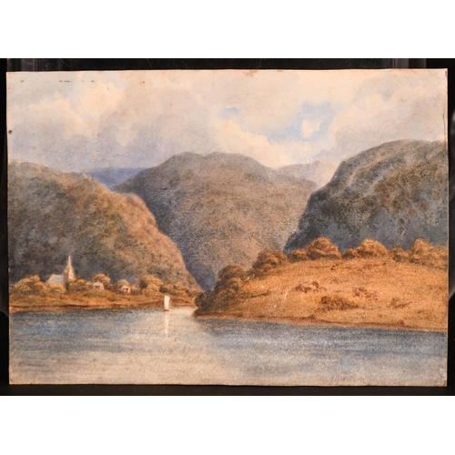 192 - Attributed to John Varley, study of a river bridge, watercolour, inscribed verso, 4.25