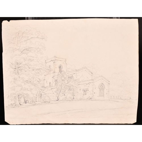 196 - A collection of six pencil and pen and ink sketches, including one of Mt Orgueil, Jersey, 5