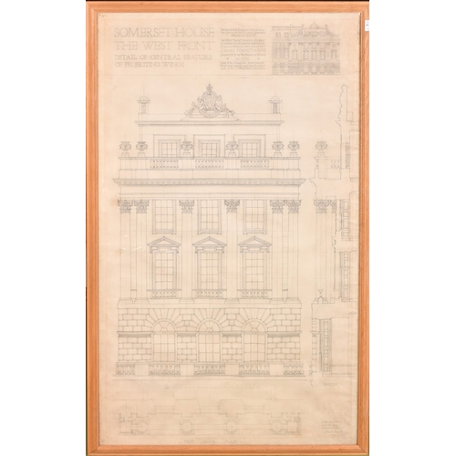 202 - Connel Pringle, Circa 1919, 'Somerset House, The West Front', pencil and ink drawing, 50