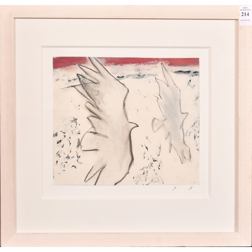 214 - Peter Stillwell (20/21st Century), 'Two Birds in Flight', coloured chalks, signed with initials, Abb... 