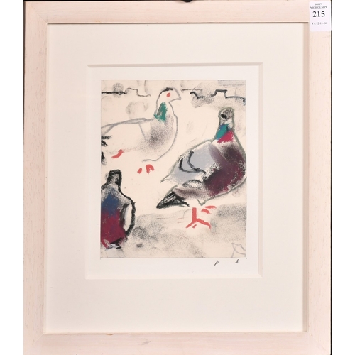 215 - Peter Stillwell (20/21st Century), 'Pigeons, 2010', coloured chalks, signed with initials, Abbott an... 