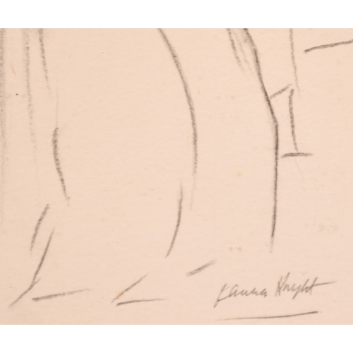 221 - Circle of Laura Knight, and elegant lady and her maid, charcoal, bears signature, 9.75