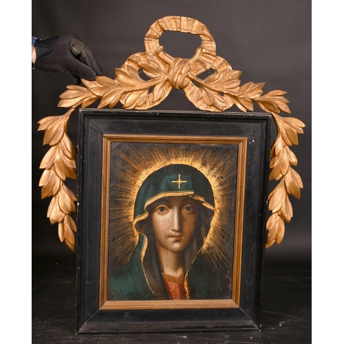 270 - 18TH - 19TH CENTURY ITALIAN SCHOOLHEAD AND SHOULDERS of THE MADONNA in a gilded frameTin panel 13ins... 