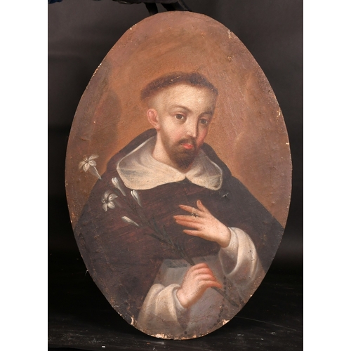 280 - 18th Century, probably Spanish School, a depiction of Saint Dominic holding a lily, oil on canvas, 2... 