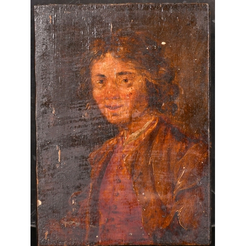 281 - Dutch School, 18th Century, portrait of a young man, oil on panel, indistinct stencil verso, 5.75