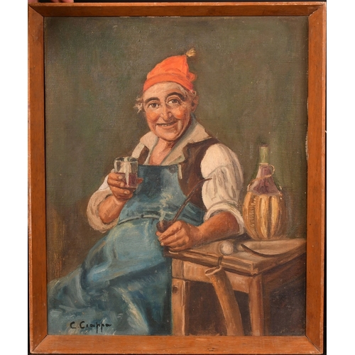 284 - C. Ciappa, 20th Century Italian School, a seated fisherman with a pipe, oil on canvas, signed, 16.75... 